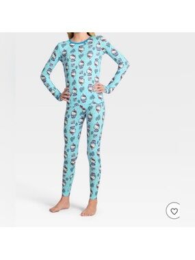 Warm Essentials by Cuddl Duds Hello Kitty Light Blue Thermal set- size large